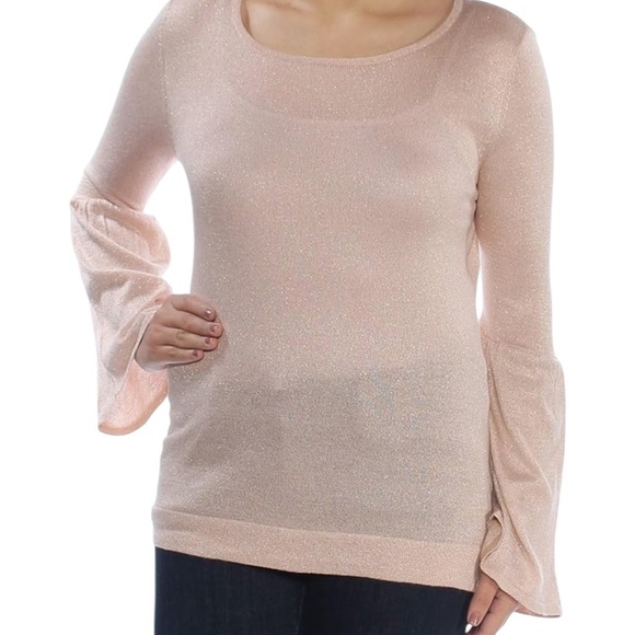 NWT Calvin Klein blush bell sleeve sweater with gold threads size large - Picture 8 of 11